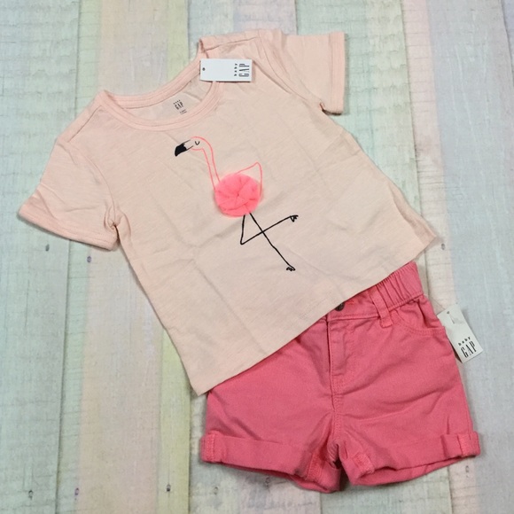 GAP Other - Gap Girls 12 18 Months Flamingo Shorts Outfit